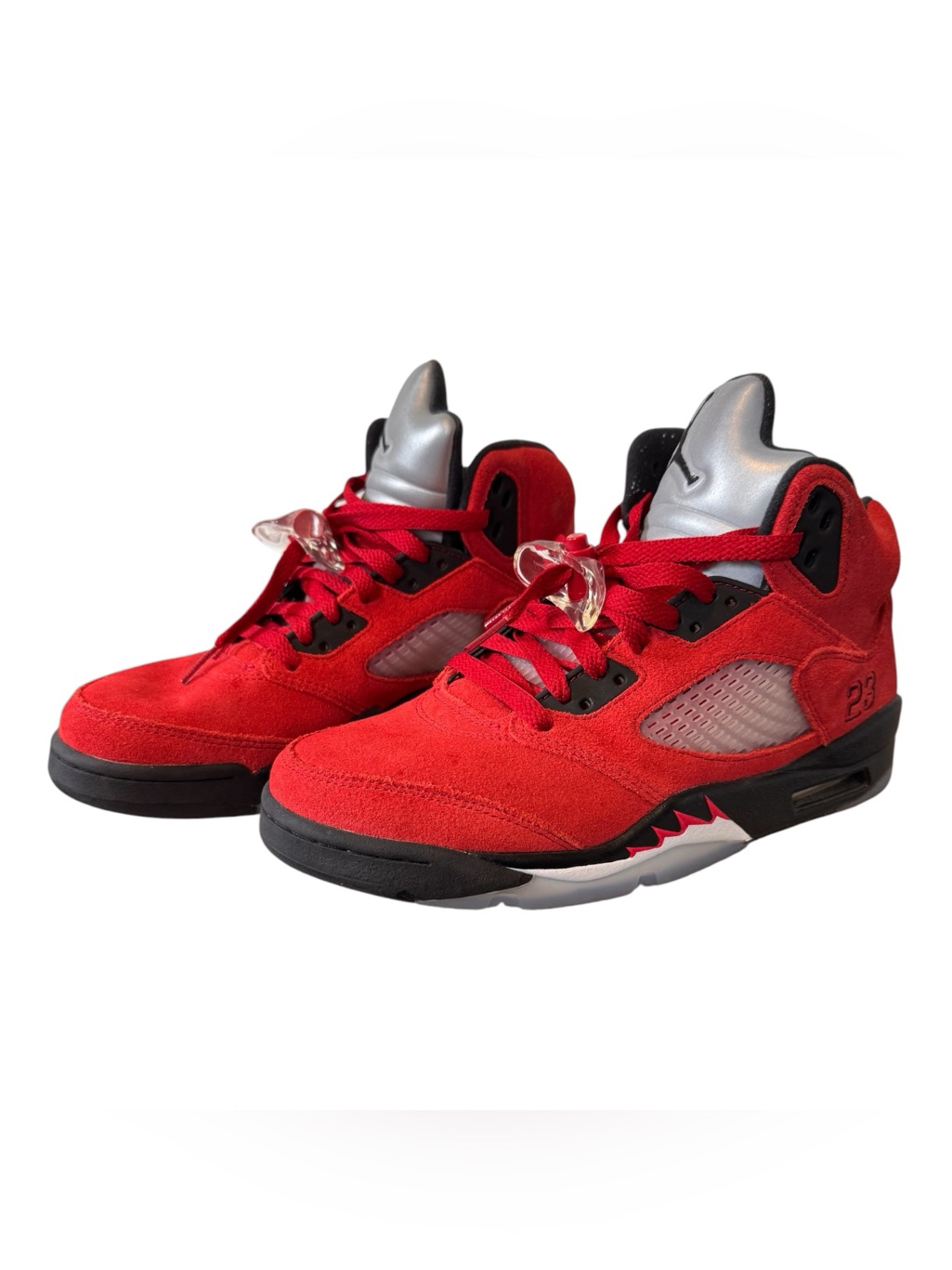 Mens Air Jordans 5 Retro Red & Black High-Top Sneakers Size 8
